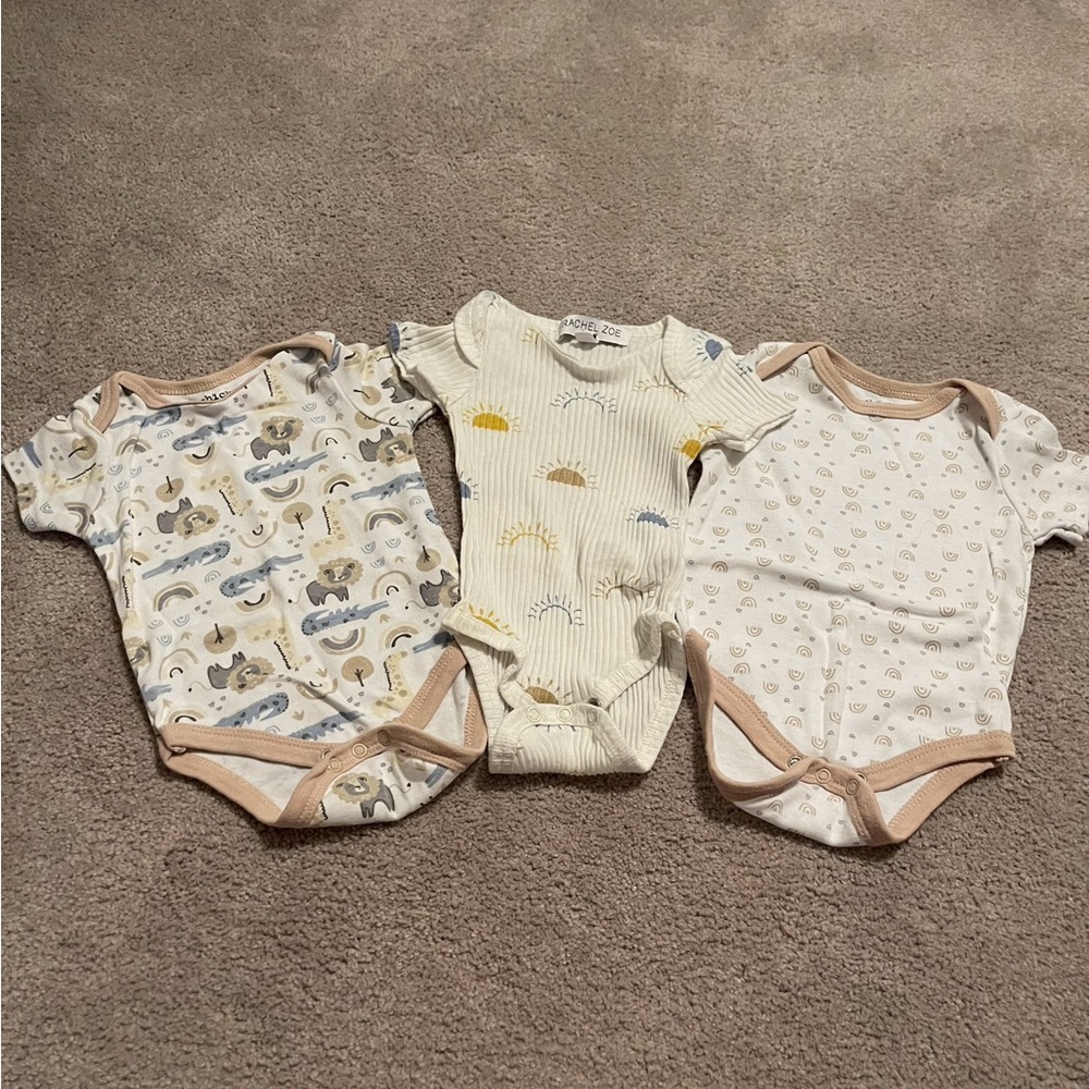 Chick Pea & Rachel Zoe Baby Bodysuit Trio - Blue, Yellow, White